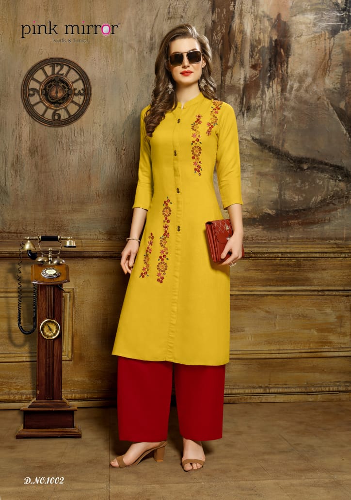 Pink Mirror Presents Timeless Viscose Casualwear Kurti With Pants At Best Price