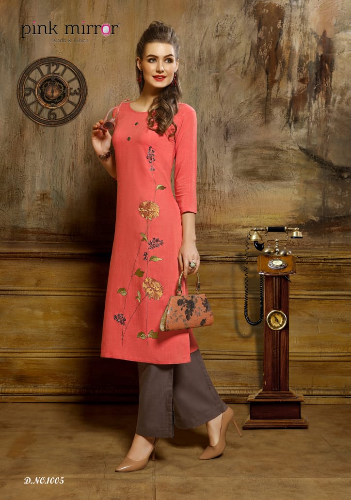 Pink Mirror Presents Timeless Viscose Casualwear Kurti With Pants At Best Price