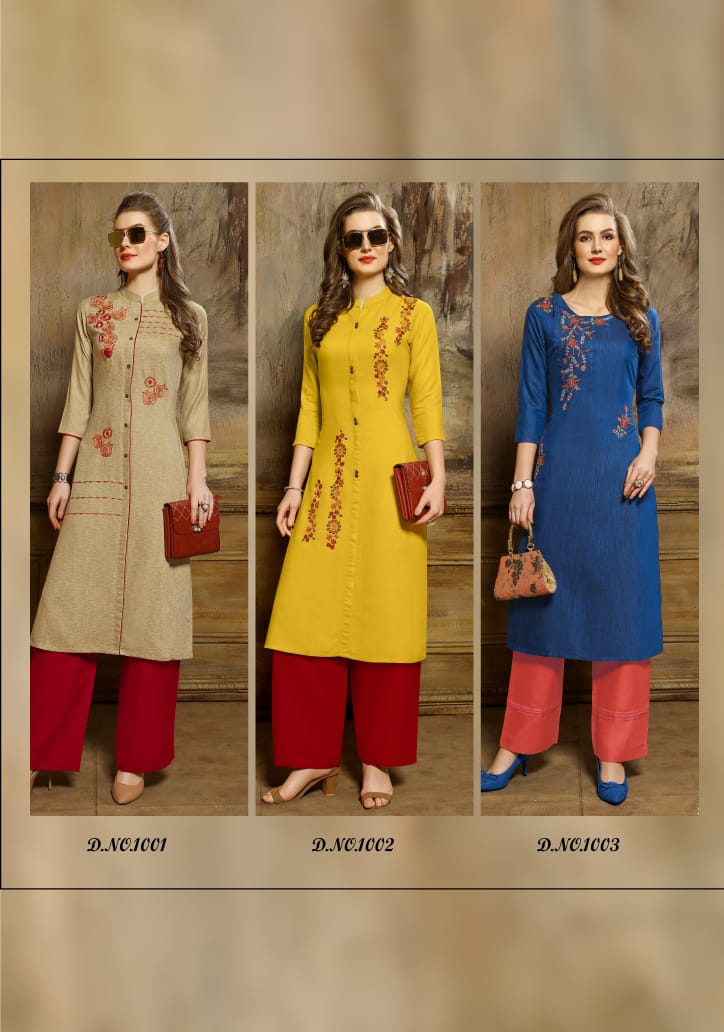 Pink Mirror Presents Timeless Viscose Casualwear Kurti With Pants At Best Price