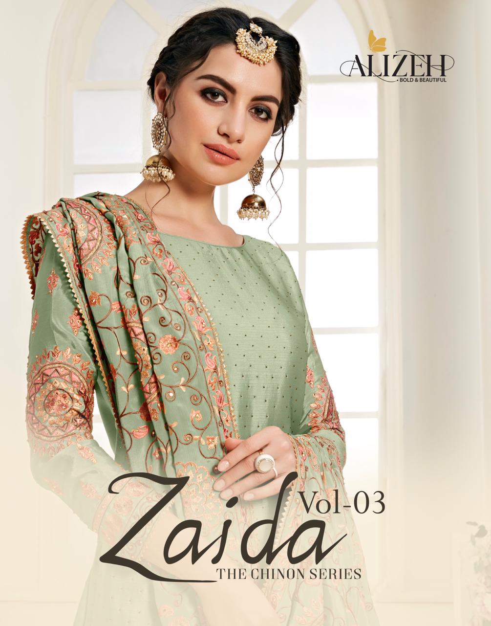Alizeh Official Brings Zaida Vol.3 Premium Chinon Dress Material With Embroidery