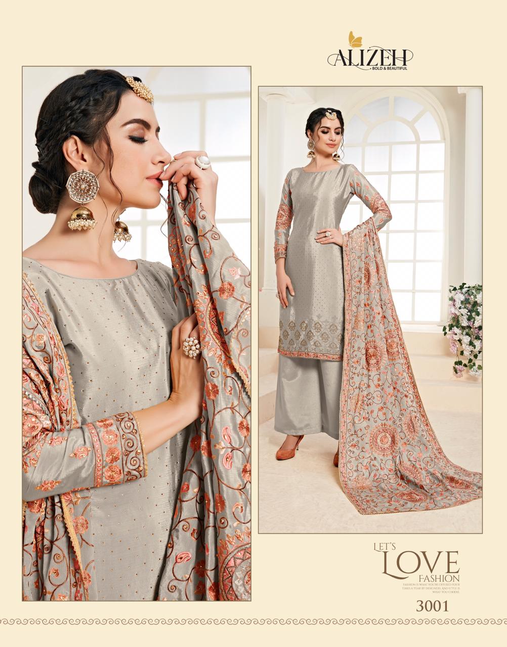 Alizeh Official Brings Zaida Vol.3 Premium Chinon Dress Material With Embroidery