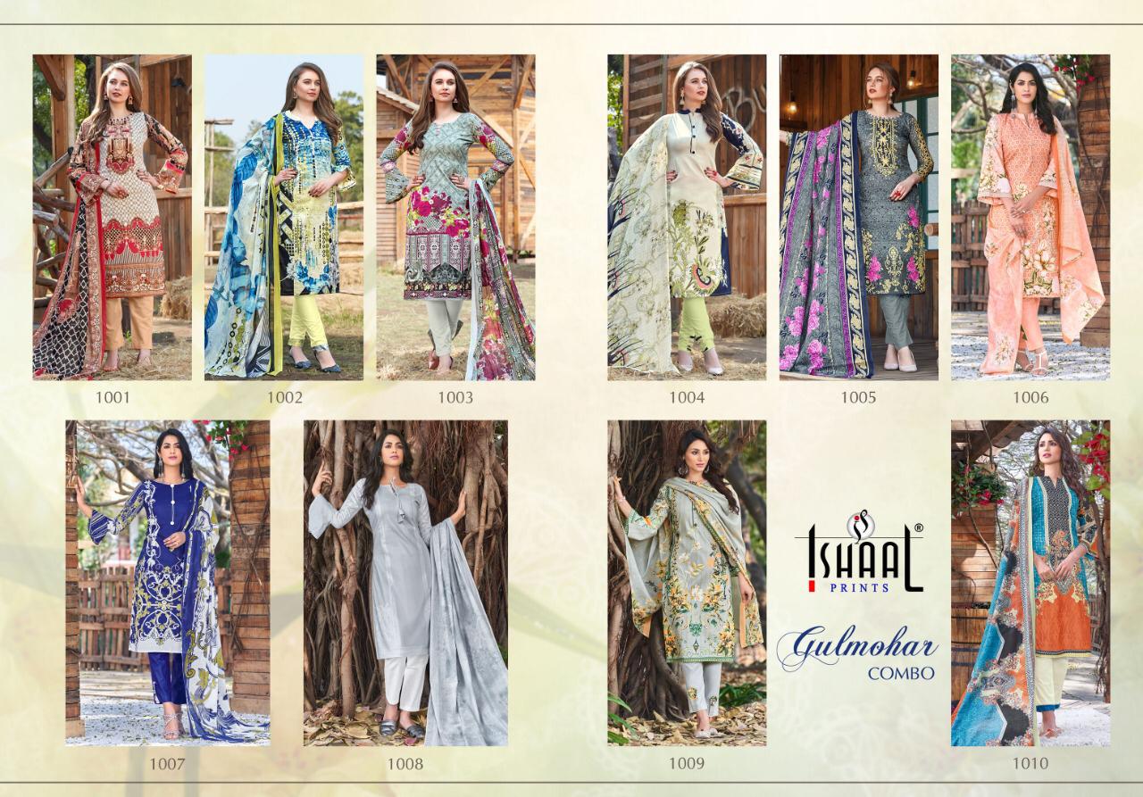 Ishaal Prints Gulmohar Combo Lawn Collection Karachi Flower Print Wholesale Rate