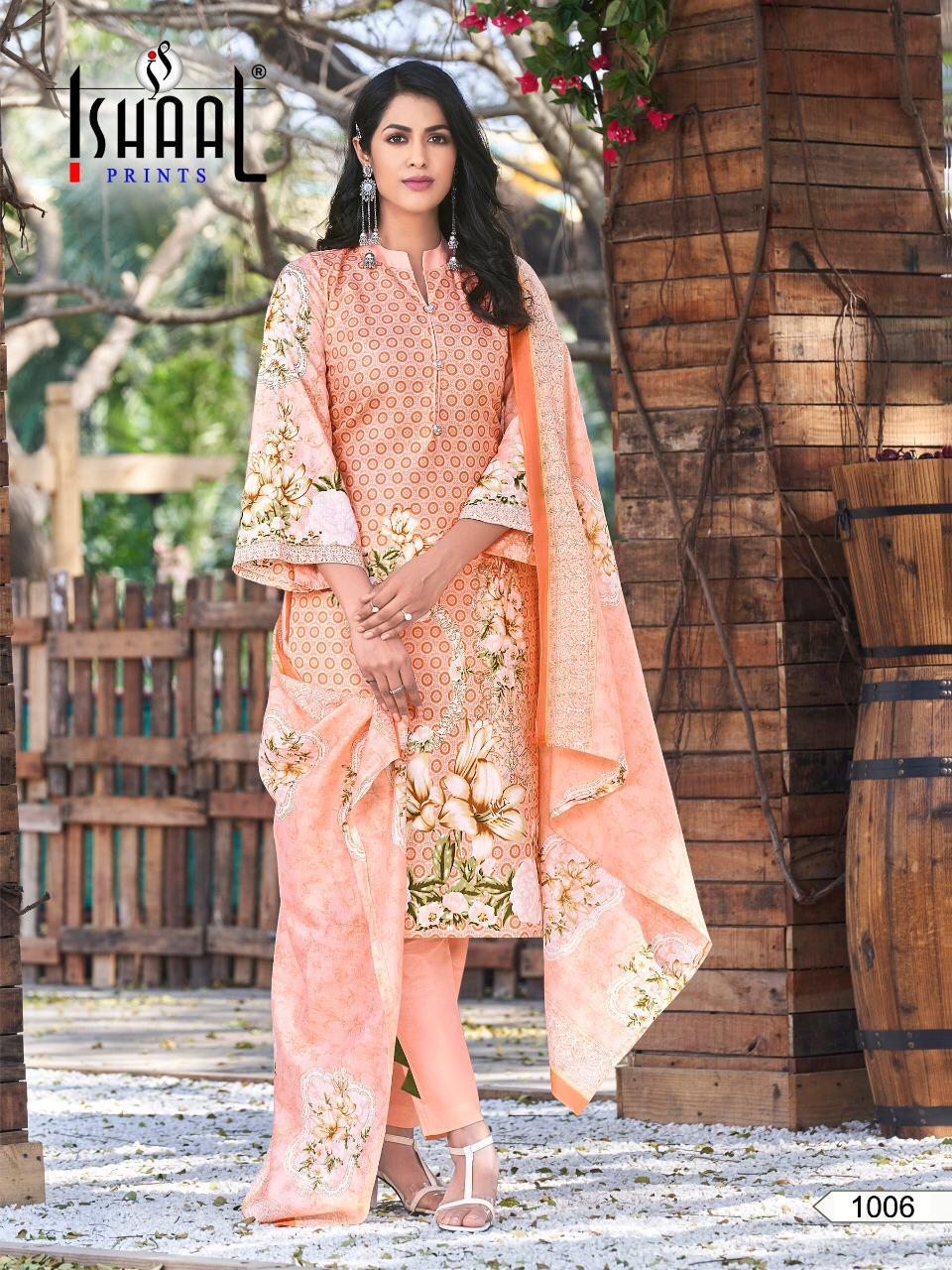Ishaal Prints Gulmohar Combo Lawn Collection Karachi Flower Print Wholesale Rate