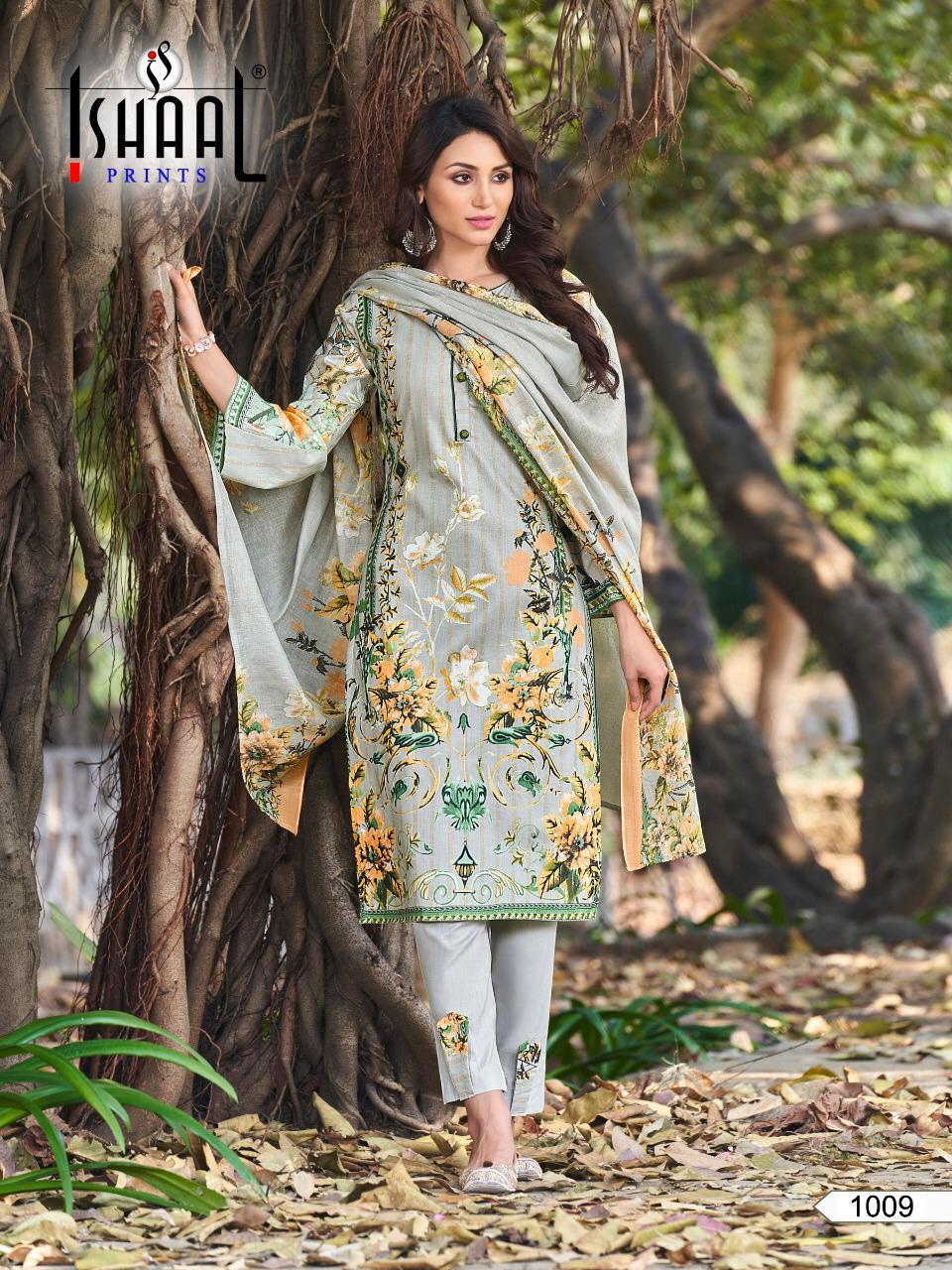 Ishaal Prints Gulmohar Combo Lawn Collection Karachi Flower Print Wholesale Rate