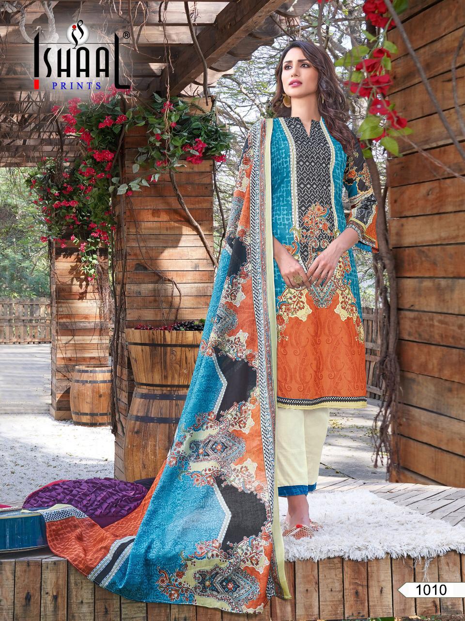 Ishaal Prints Gulmohar Combo Lawn Collection Karachi Flower Print Wholesale Rate