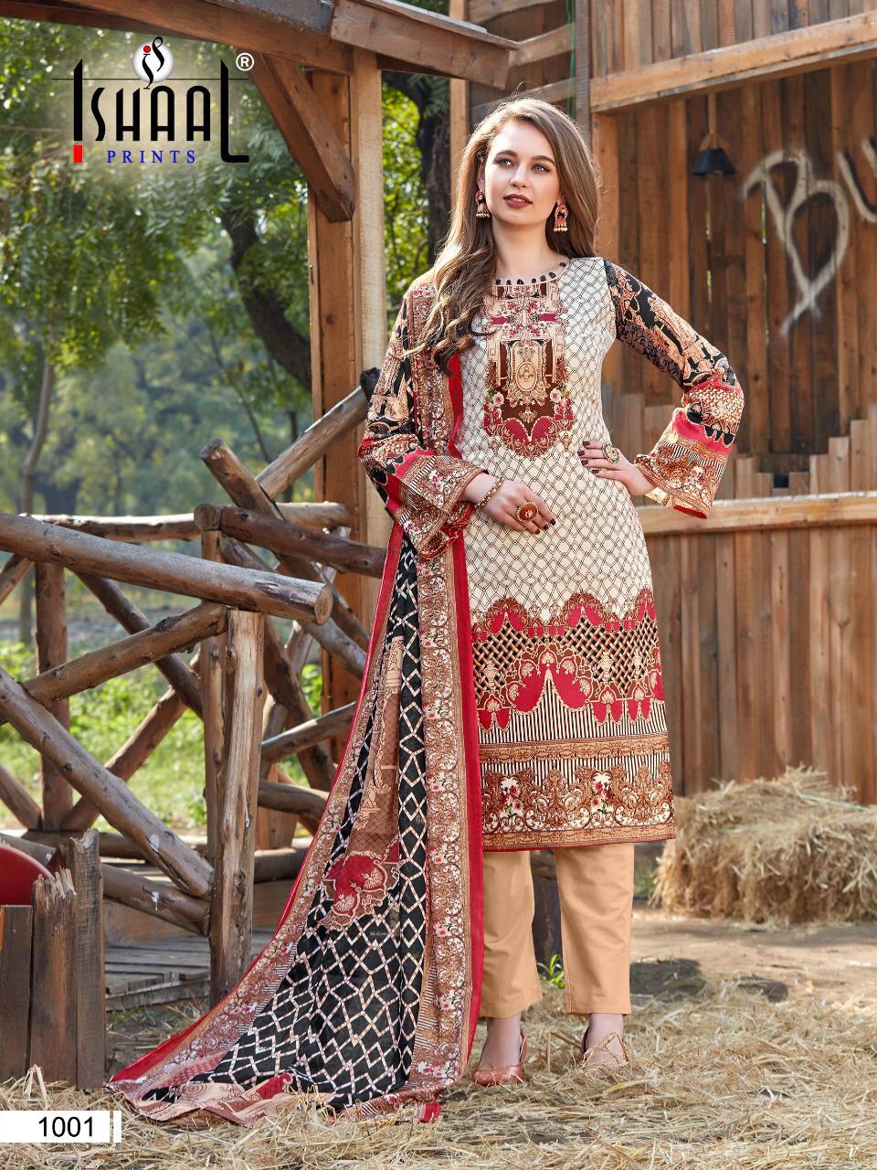 Ishaal Prints Gulmohar Combo Lawn Collection Karachi Flower Print Wholesale Rate