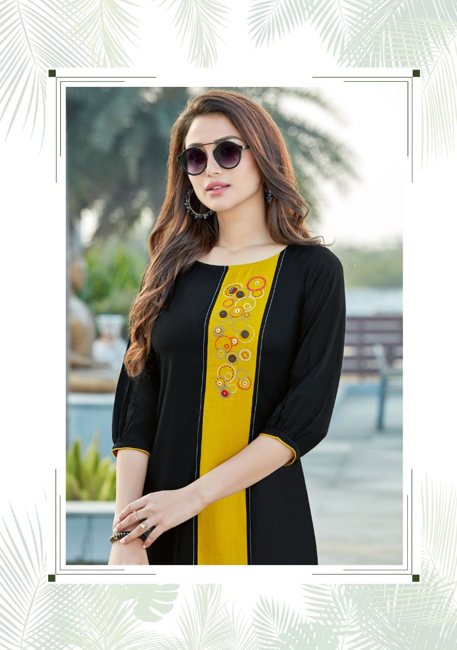 Mittoo Button Rayon Fabic Designer Kurti Wholesale Rate