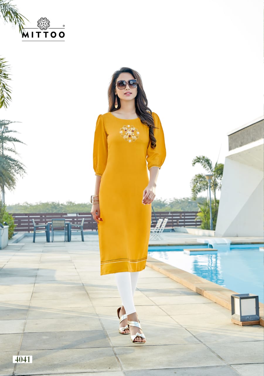 Mittoo Button Rayon Fabic Designer Kurti Wholesale Rate