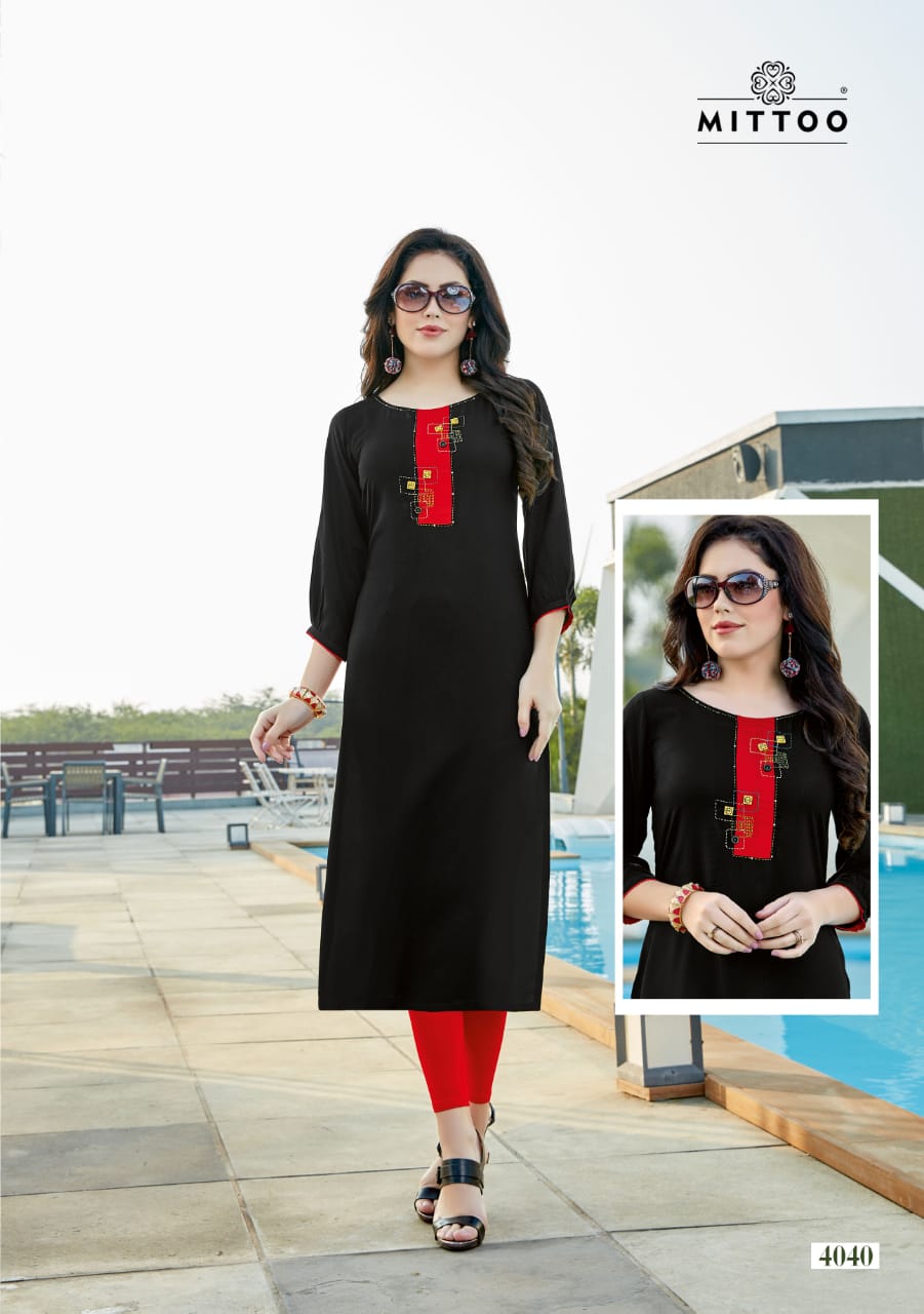 Mittoo Button Rayon Fabic Designer Kurti Wholesale Rate