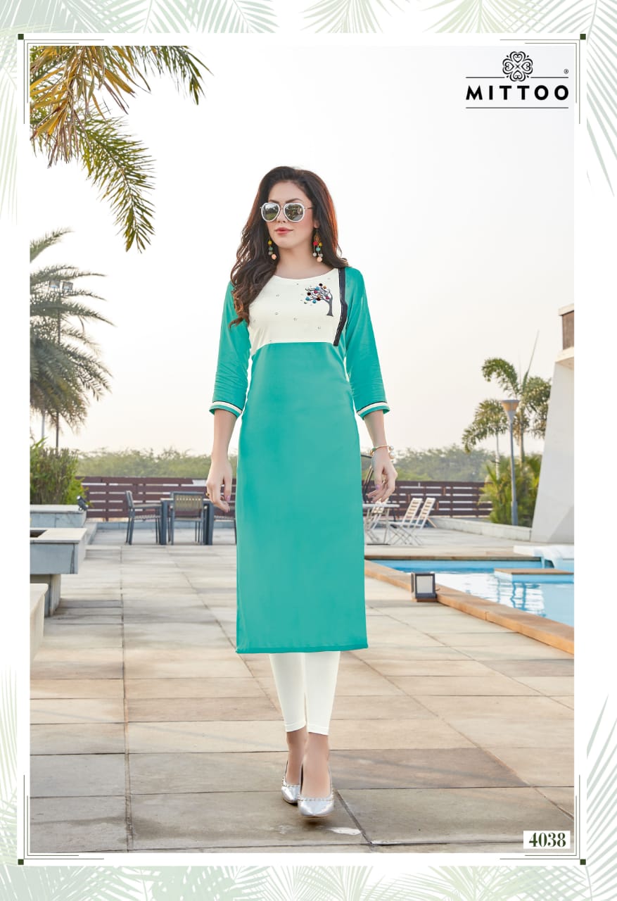 Mittoo Button Rayon Fabic Designer Kurti Wholesale Rate