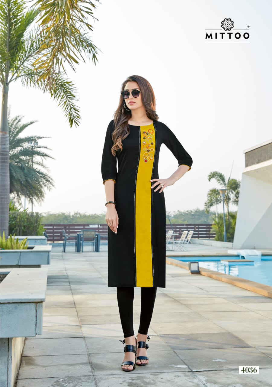 Mittoo Button Rayon Fabic Designer Kurti Wholesale Rate