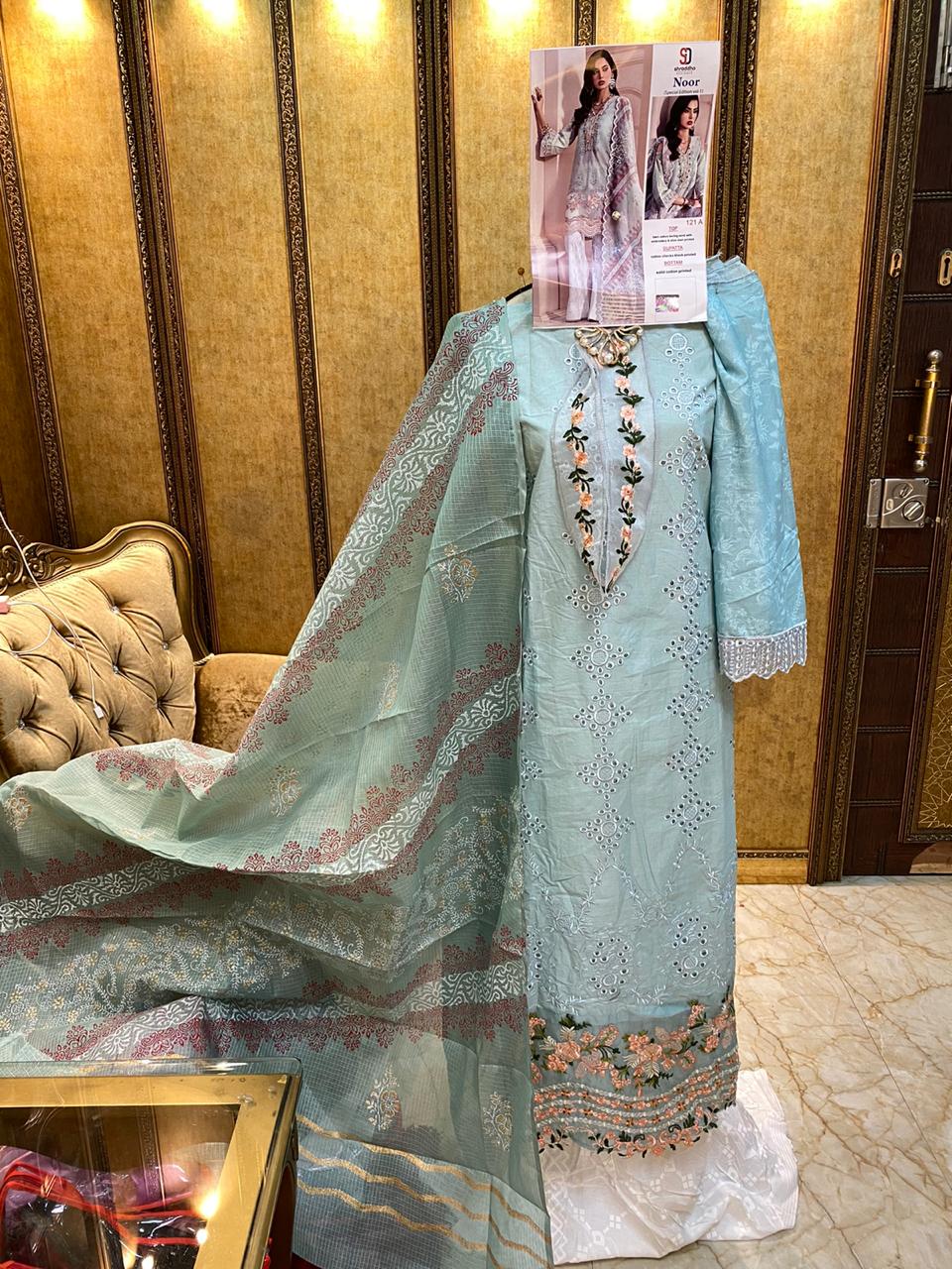 Shraddha Designer Launches Noor Special Edition Vol 1 Lawn Cotton With Embroidery Work Salwar Suit Pakistani Collection