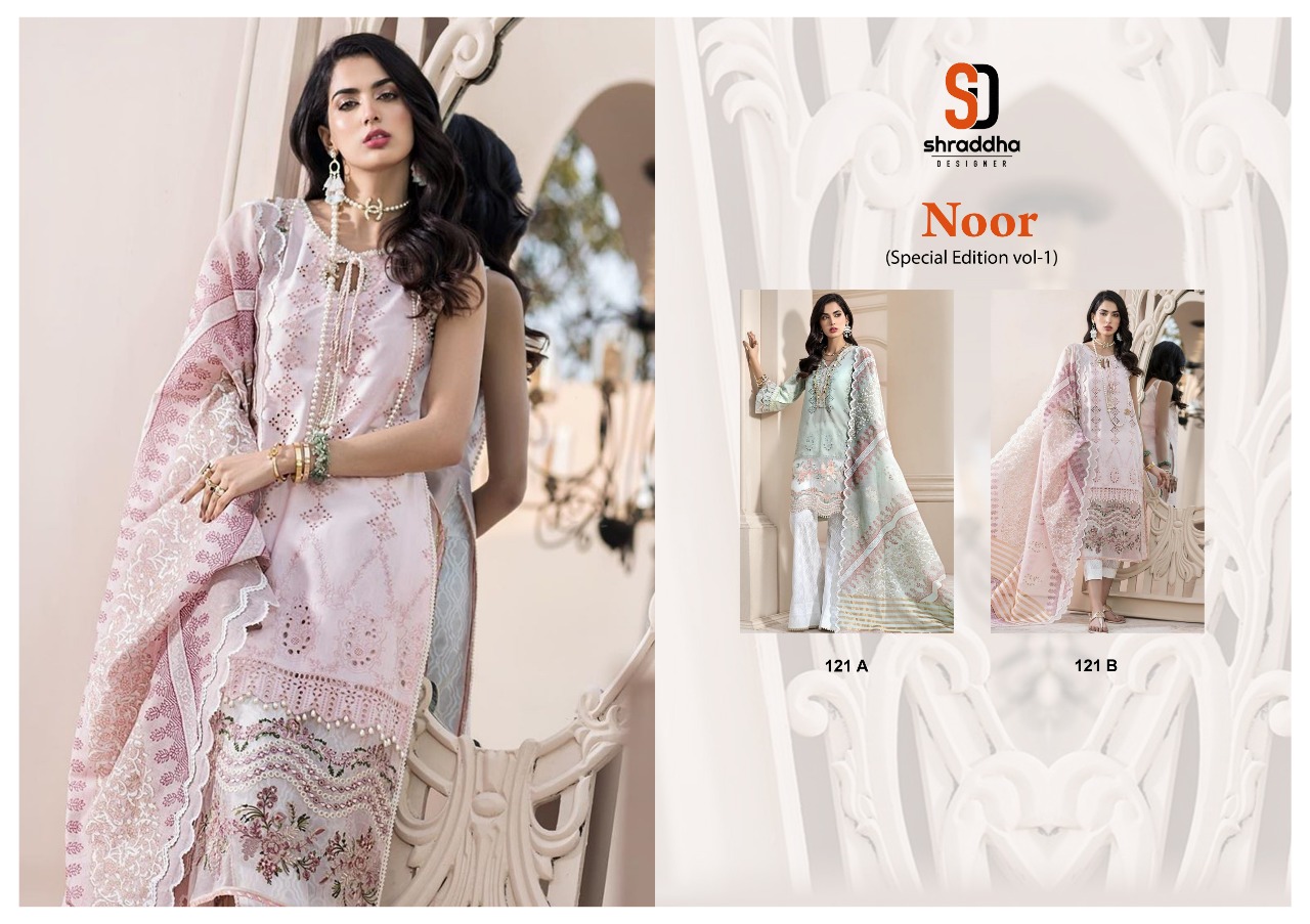 Shraddha Designer Launches Noor Special Edition Vol 1 Lawn Cotton With Embroidery Work Salwar Suit Pakistani Collection