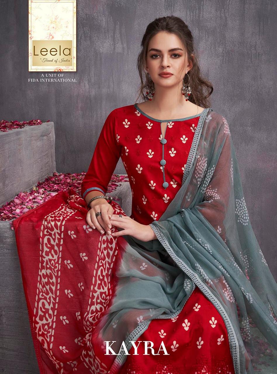 Leela Presents Kayra Cotton Fabric With Fancy Work Salwar Suit Wholesale Dealer