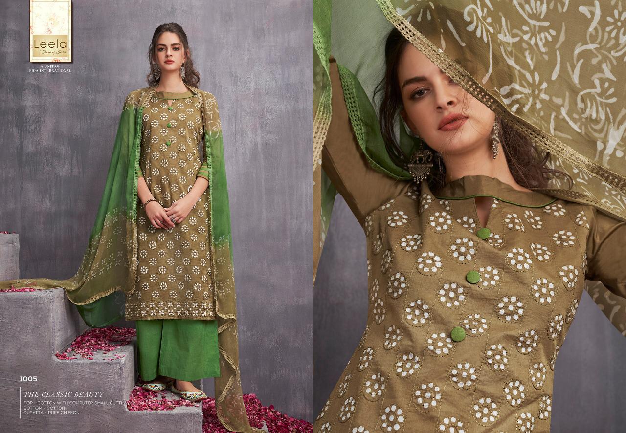 Leela Presents Kayra Cotton Fabric With Fancy Work Salwar Suit Wholesale Dealer
