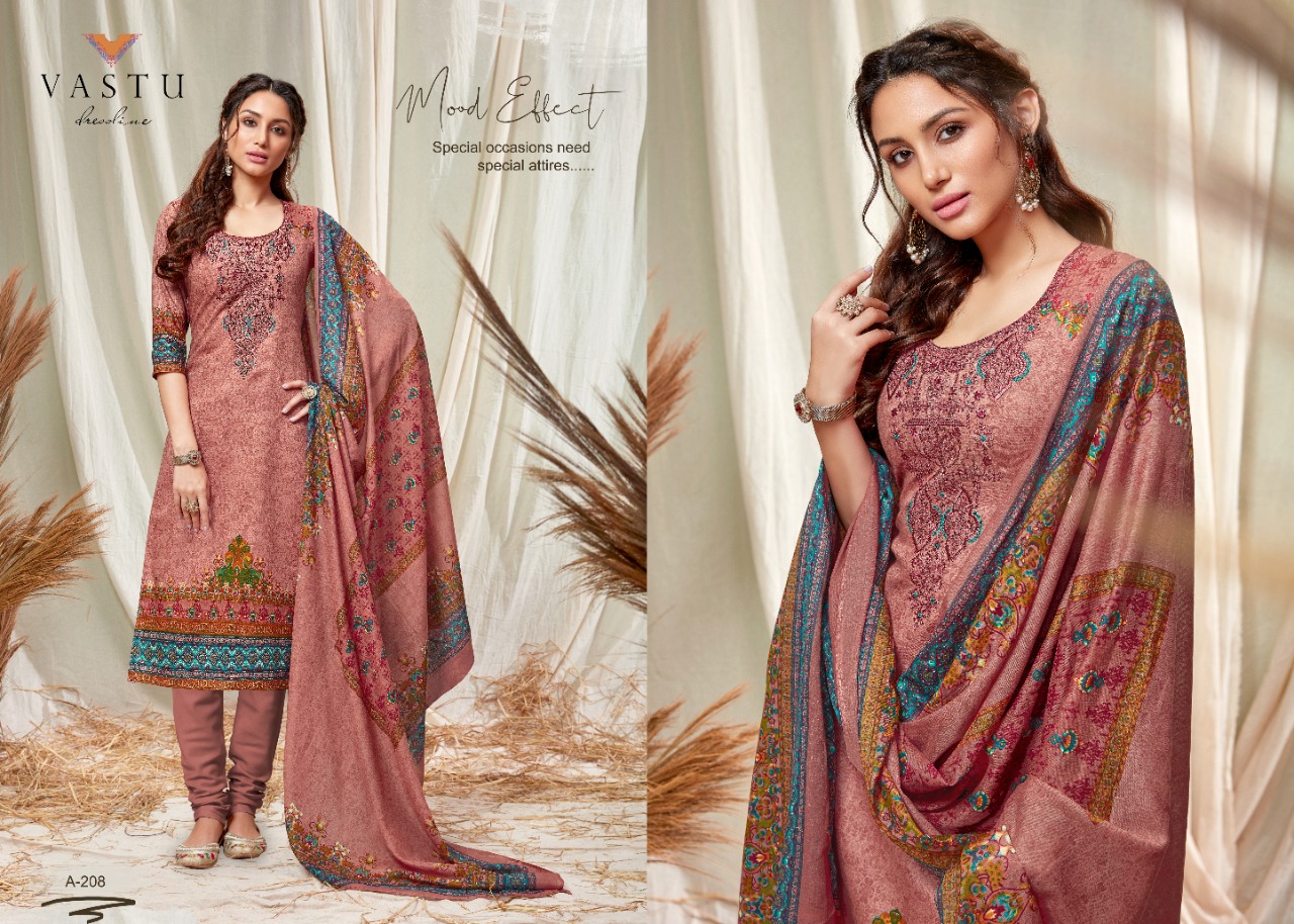 Vastu Tex Abeera Satin Cotton Dress Material With Exclusive Work And Print