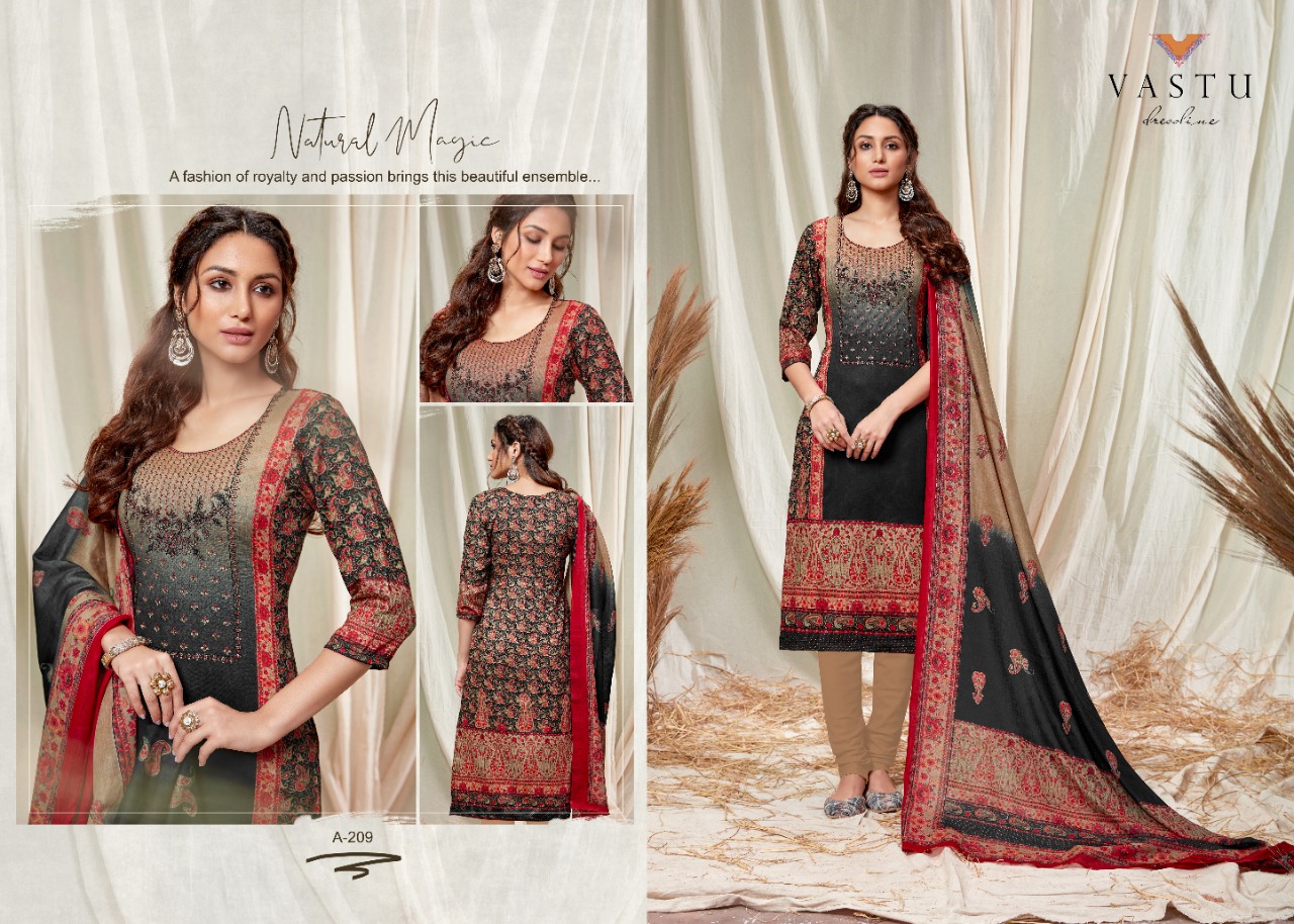 Vastu Tex Abeera Satin Cotton Dress Material With Exclusive Work And Print