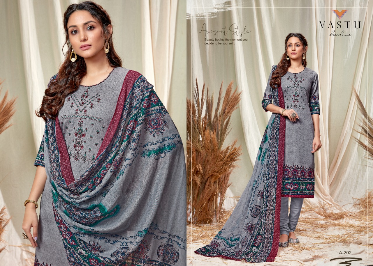 Vastu Tex Abeera Satin Cotton Dress Material With Exclusive Work And Print