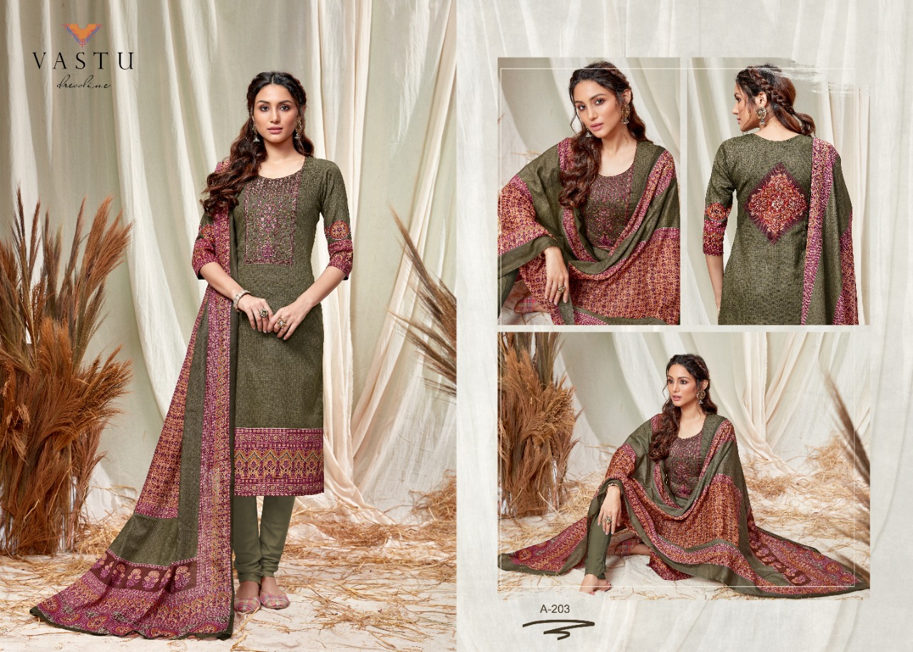 Vastu Tex Abeera Satin Cotton Dress Material With Exclusive Work And Print