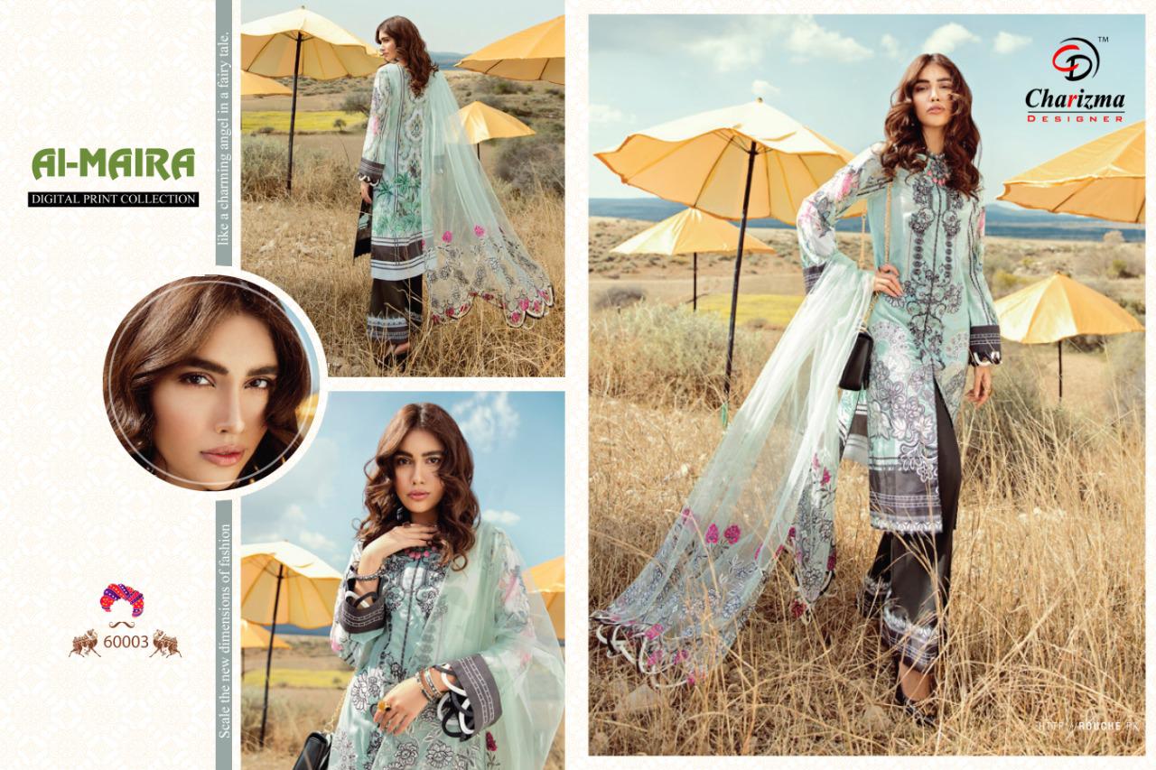 Charizma Designer Al Maira Jam Cotton Fabric With Embroidery Work Salwar Suit