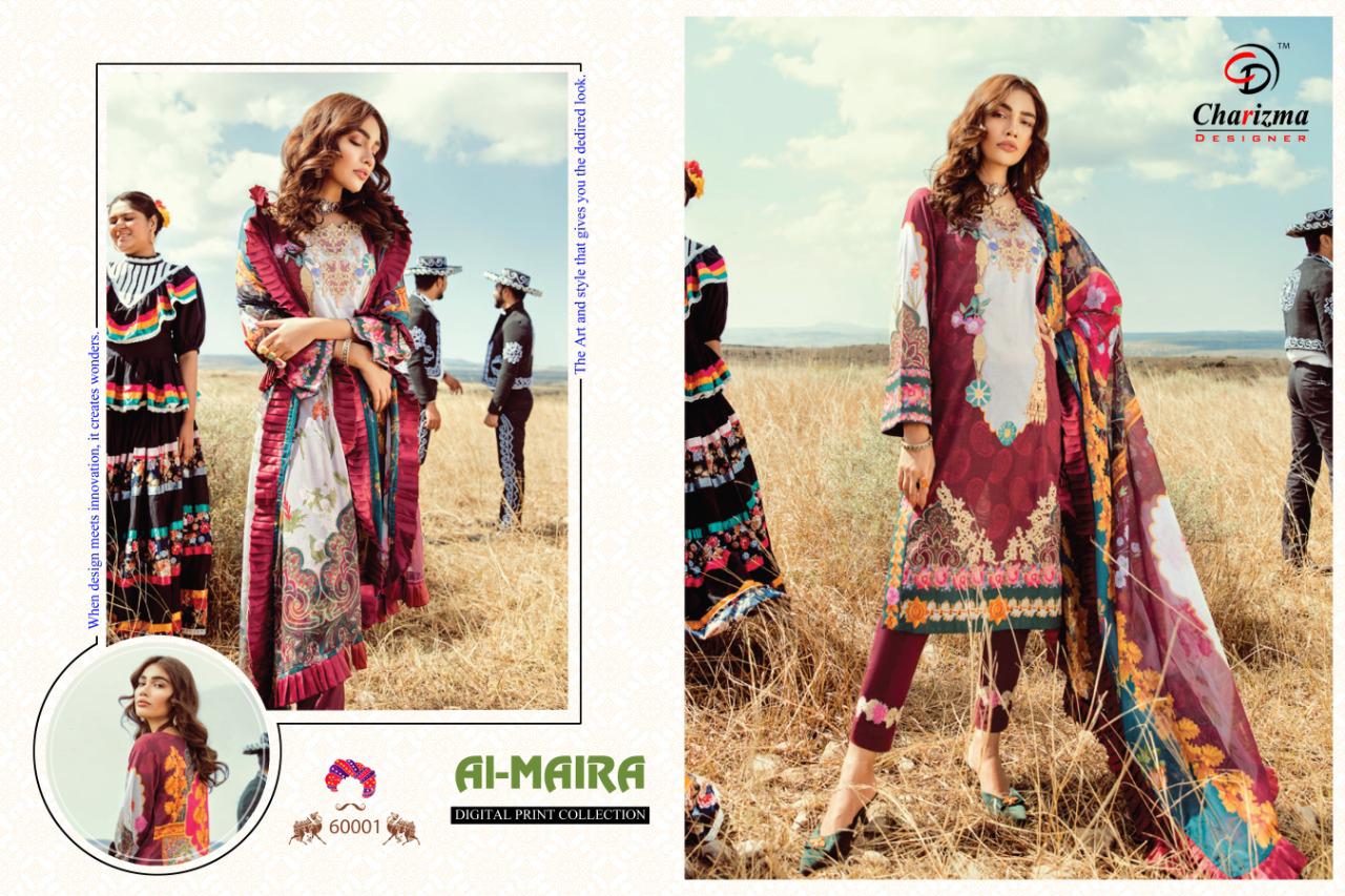 Charizma Designer Al Maira Jam Cotton Fabric With Embroidery Work Salwar Suit