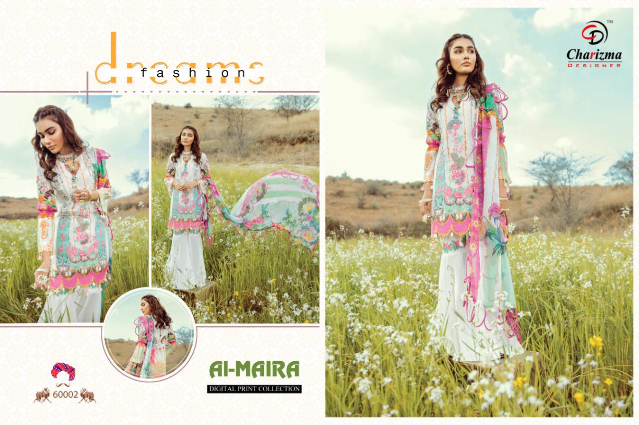 Charizma Designer Al Maira Jam Cotton Fabric With Embroidery Work Salwar Suit