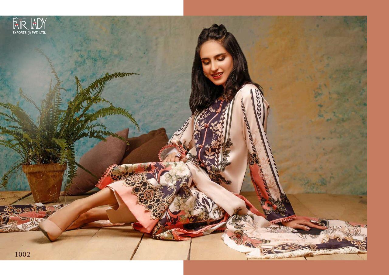 Fair Lady Launches Firdous Pure Lawn Cotton Fabric With Embroidery Work Salwar Suit