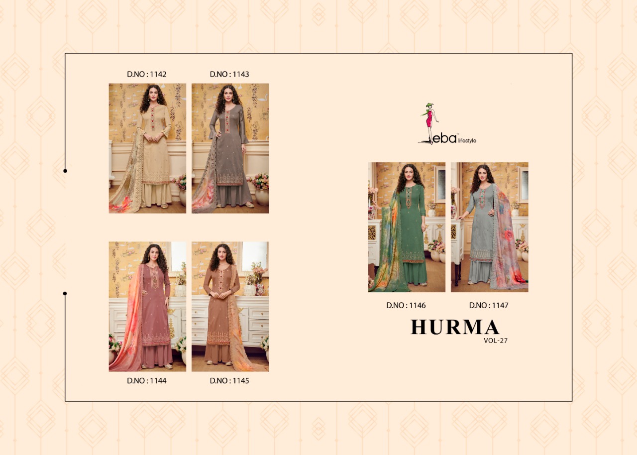Eba Lifestyle Hurma Vol 27 Jam Cotton Fabric With Heavy Embroidery Work Salwar Suit Wholesale Dealer