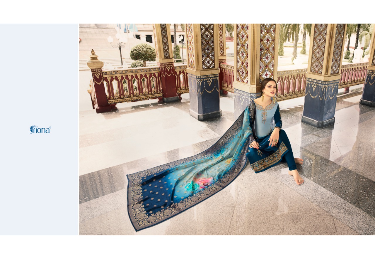 Fiona Presents Nyra Vol 1 Nx Dola Silk Fabric With Digital Print Jacqurad Dupatta Salwar Suit Wholesale Dealer
