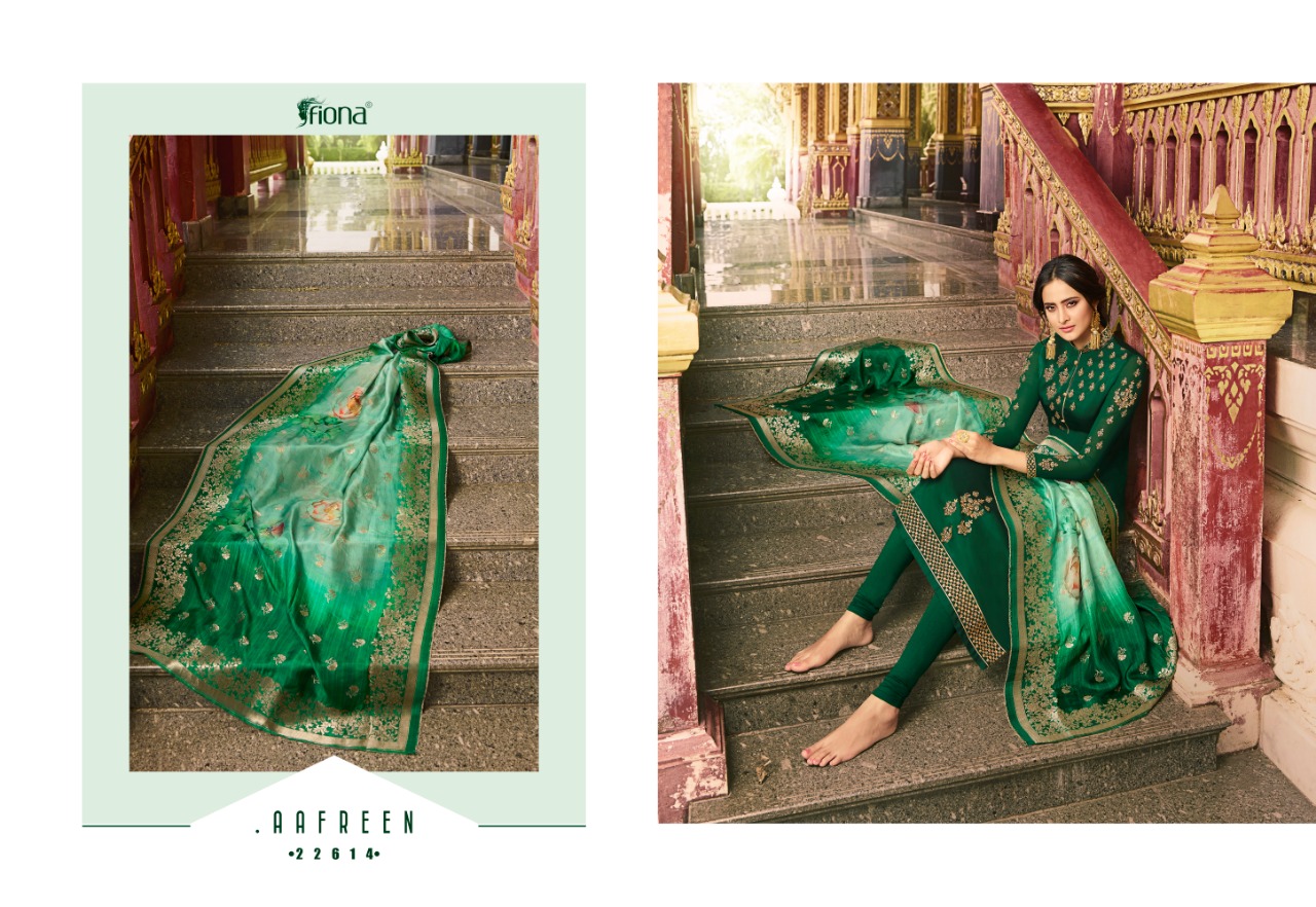 Fiona Presents Nyra Vol 1 Nx Dola Silk Fabric With Digital Print Jacqurad Dupatta Salwar Suit Wholesale Dealer
