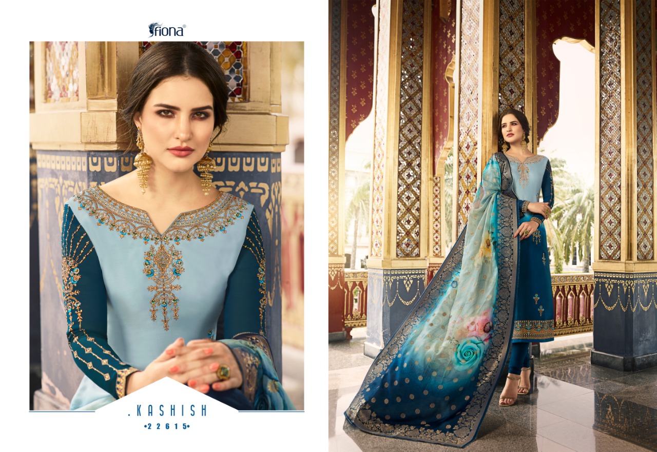 Fiona Presents Nyra Vol 1 Nx Dola Silk Fabric With Digital Print Jacqurad Dupatta Salwar Suit Wholesale Dealer