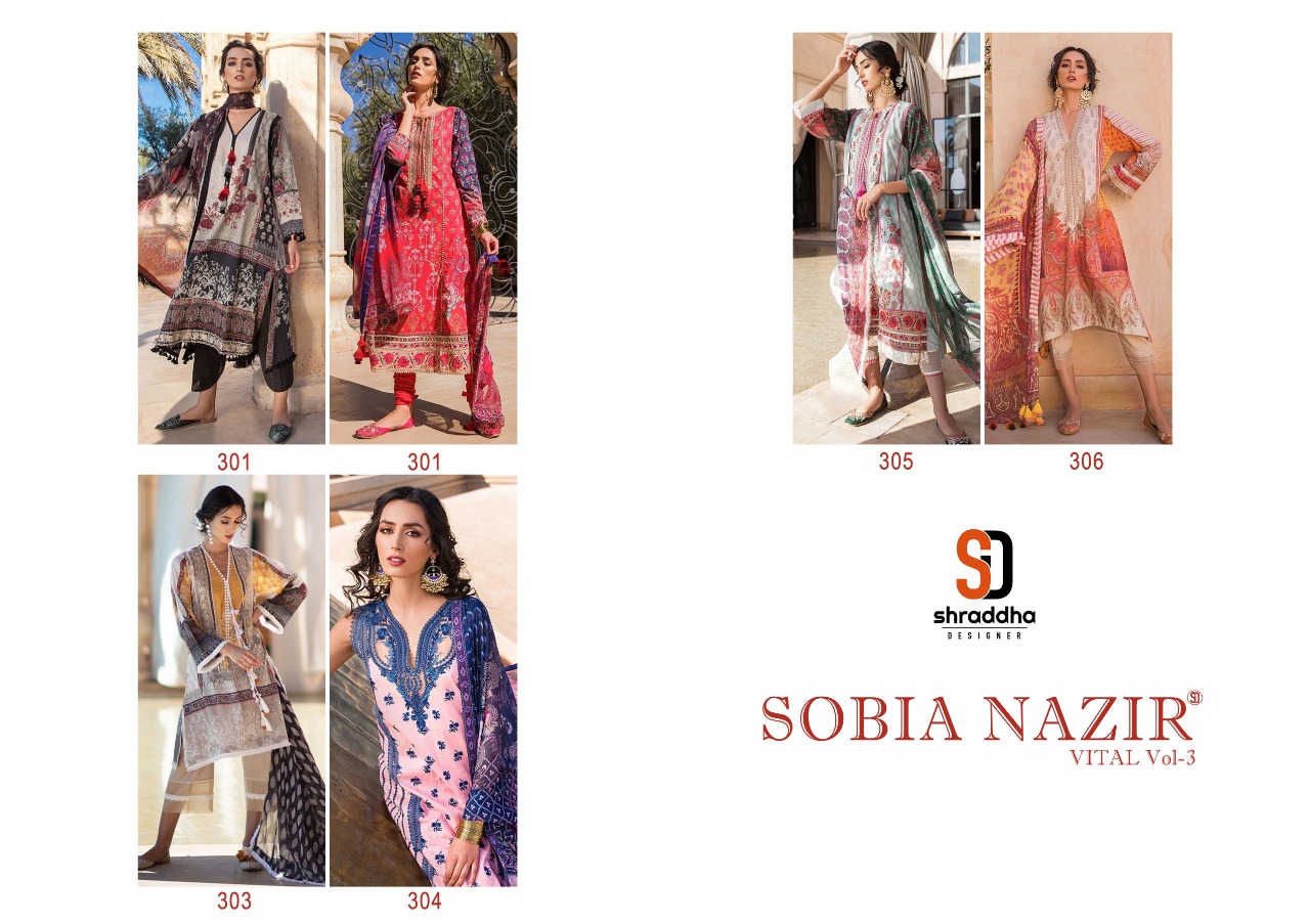 Shraddha  Designer  Sobia Nazir  Vital Vol 3 Stylish Fancy Colorful Cotton Print Heavy Salwar Suit Pakstani Collection