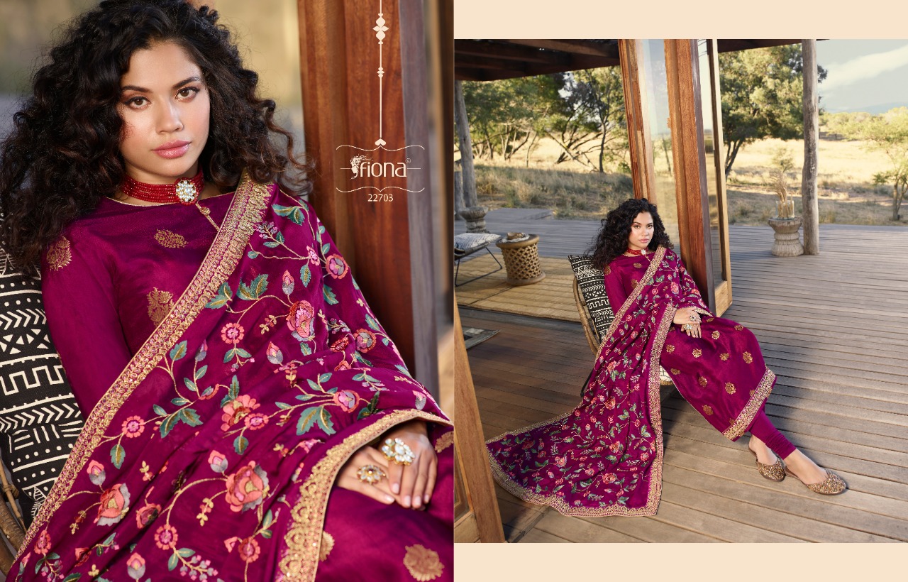 Fiona Launches Taniya Pure Dola Jacqurad Fabric With Heavy Work Salwar Suit Best Online Rate