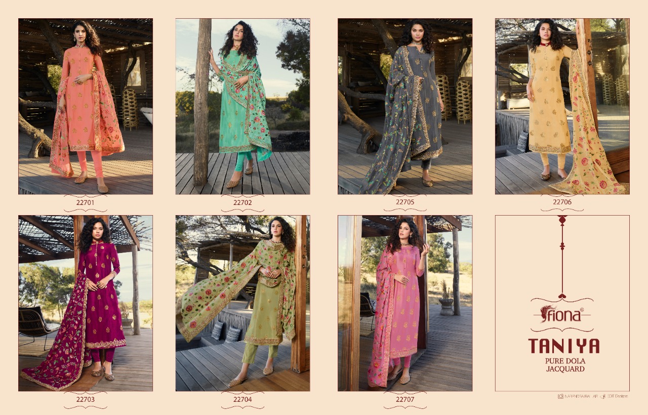 Fiona Launches Taniya Pure Dola Jacqurad Fabric With Heavy Work Salwar Suit Best Online Rate