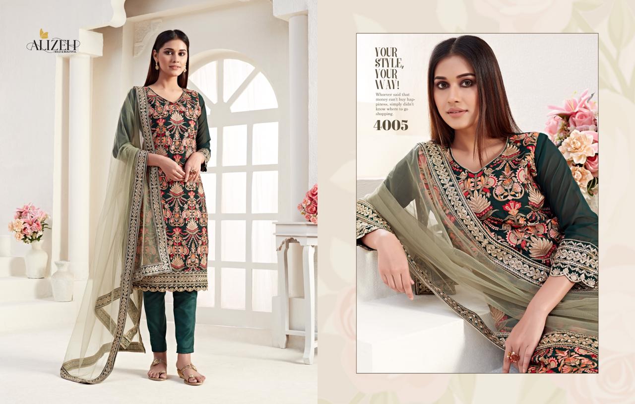 Alizeh Presents Amora Georgette Fabric With Heavy Embroidery Work Salwra Suit Wholesale Dealer