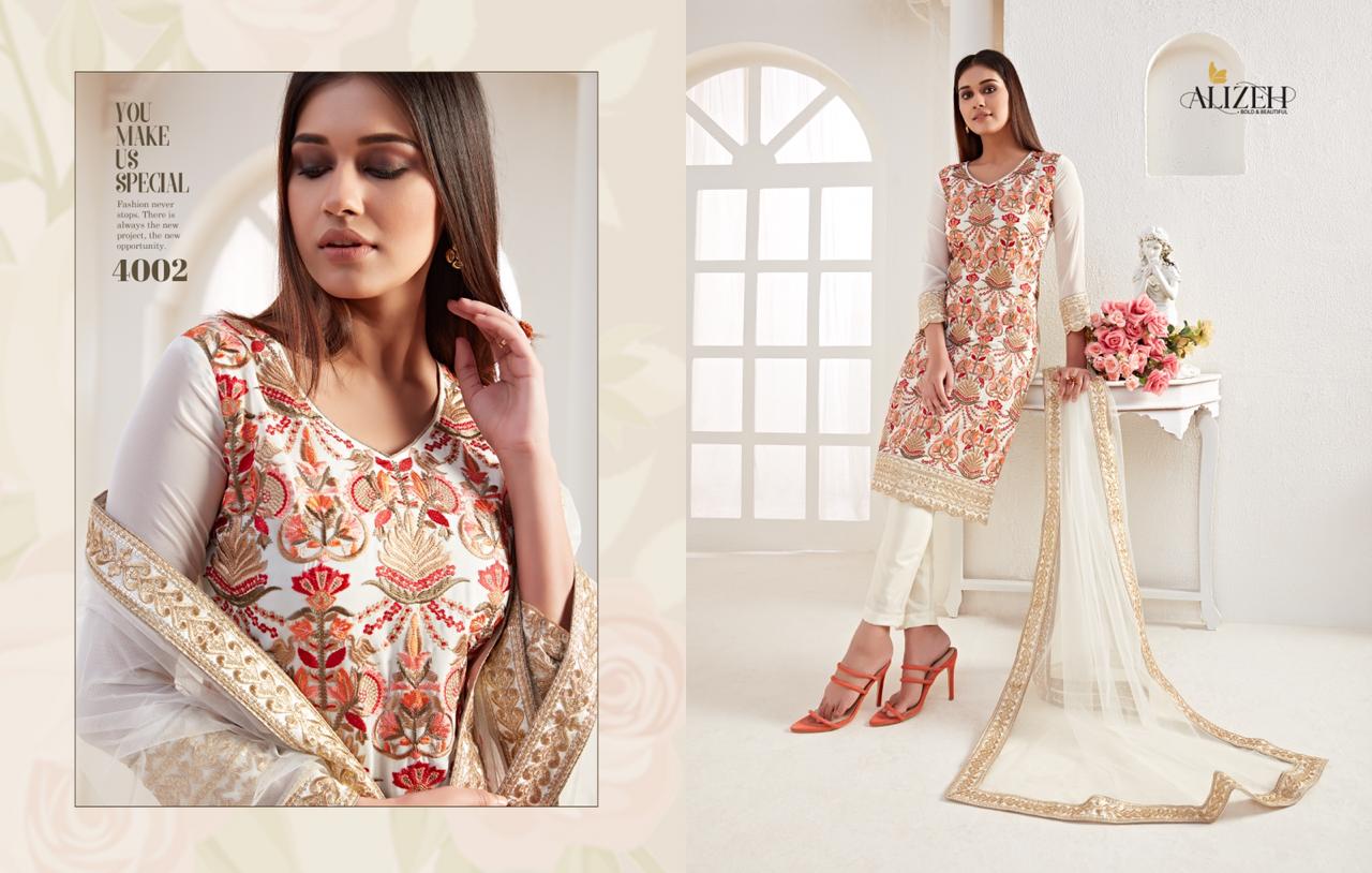 Alizeh Presents Amora Georgette Fabric With Heavy Embroidery Work Salwra Suit Wholesale Dealer