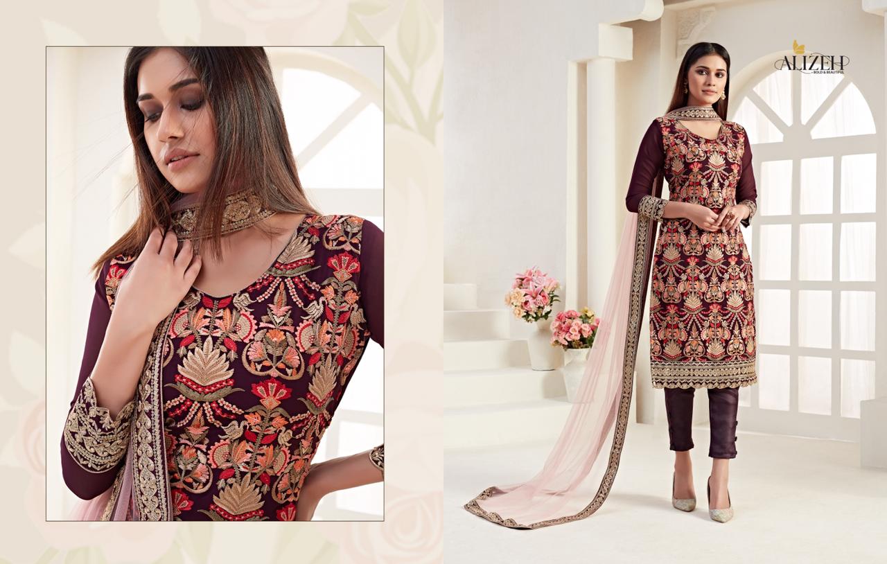 Alizeh Presents Amora Georgette Fabric With Heavy Embroidery Work Salwra Suit Wholesale Dealer