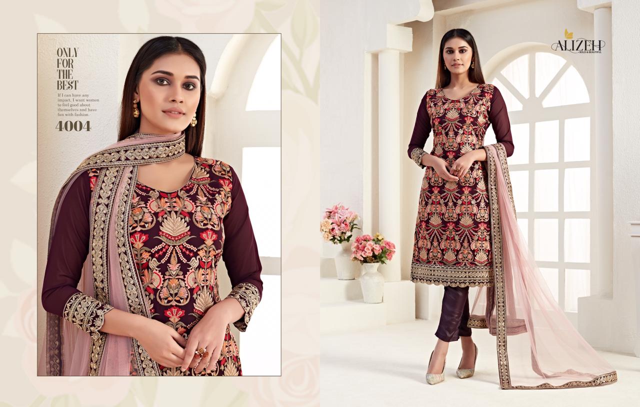 Alizeh Presents Amora Georgette Fabric With Heavy Embroidery Work Salwra Suit Wholesale Dealer