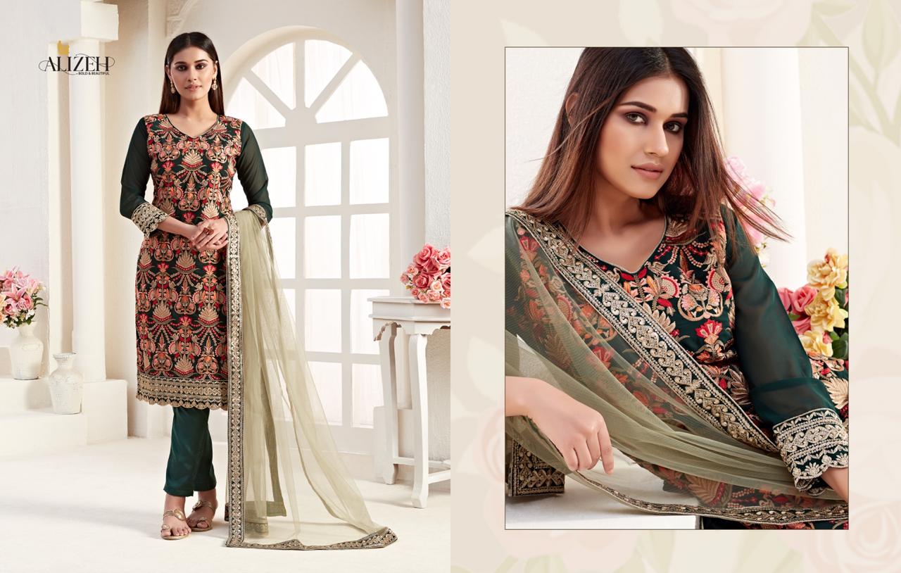 Alizeh Presents Amora Georgette Fabric With Heavy Embroidery Work Salwra Suit Wholesale Dealer