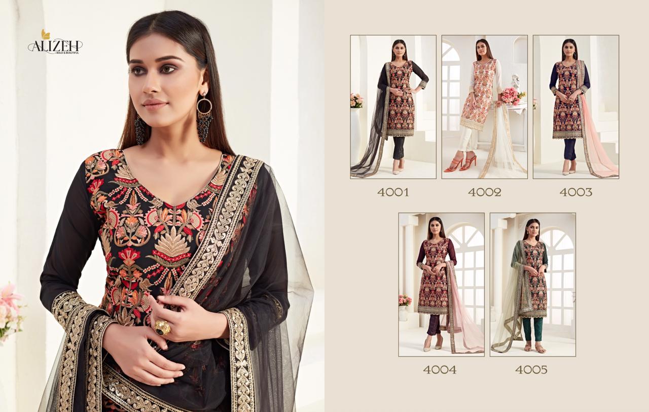 Alizeh Presents Amora Georgette Fabric With Heavy Embroidery Work Salwra Suit Wholesale Dealer