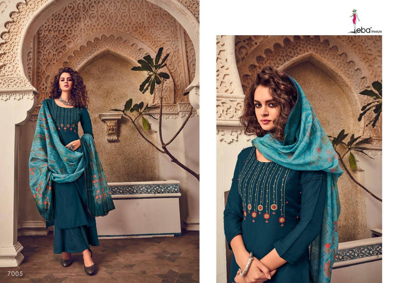 Eba Lifestyle Presents Elite Vol 1 Maslin Fabric With Emboidery Work Salwar Suit