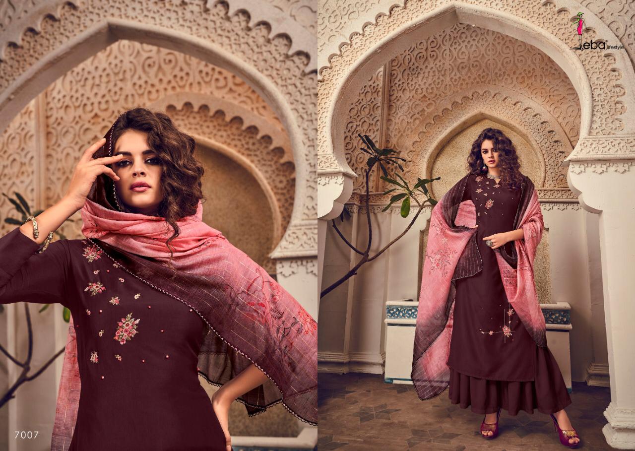 Eba Lifestyle Presents Elite Vol 1 Maslin Fabric With Emboidery Work Salwar Suit