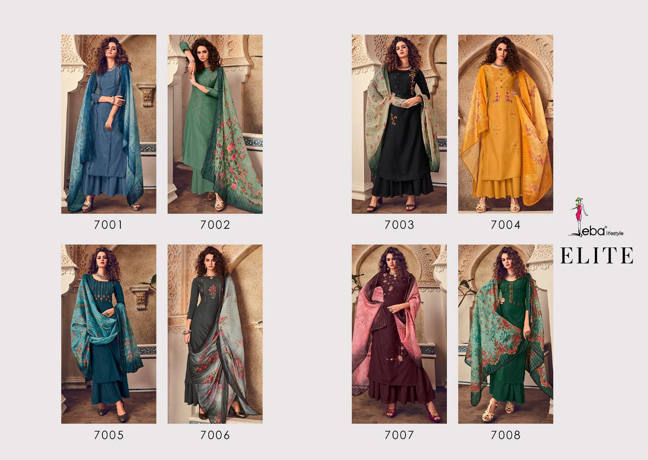 Eba Lifestyle Presents Elite Vol 1 Maslin Fabric With Emboidery Work Salwar Suit