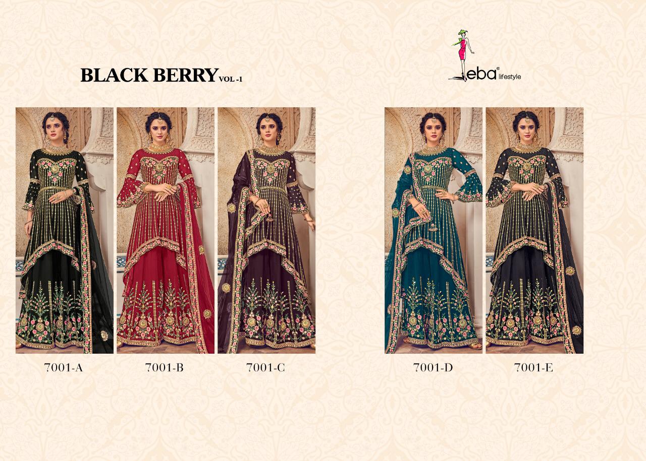 Eba Lifestyle Launches New Series Black Berry Vol 1 Georgette Fabric With Embroidery Work Salwar Suit Wholesale Dealer