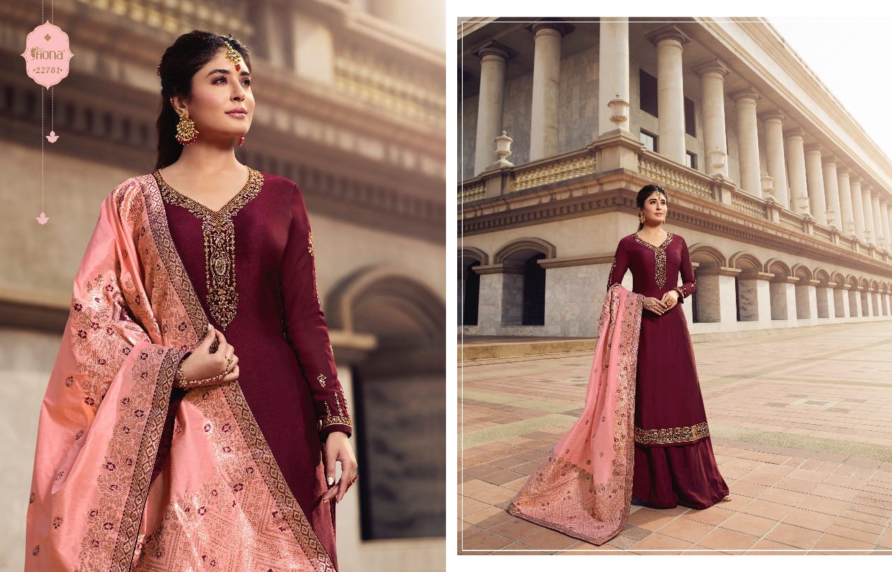 Fiona Kirtika Jacqurad Dupatta Satin Georgette Fabric With Heavy Work Salwar Suit
