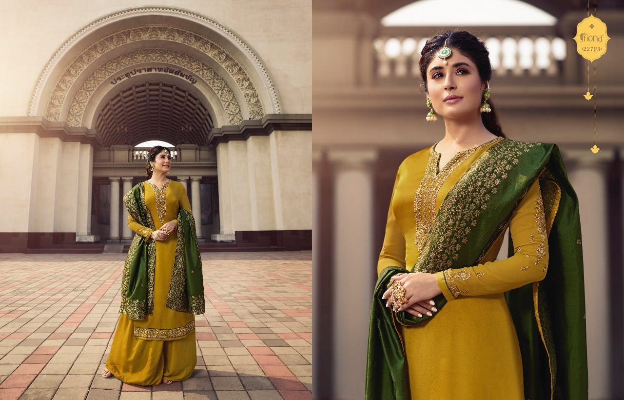 Fiona Kirtika Jacqurad Dupatta Satin Georgette Fabric With Heavy Work Salwar Suit