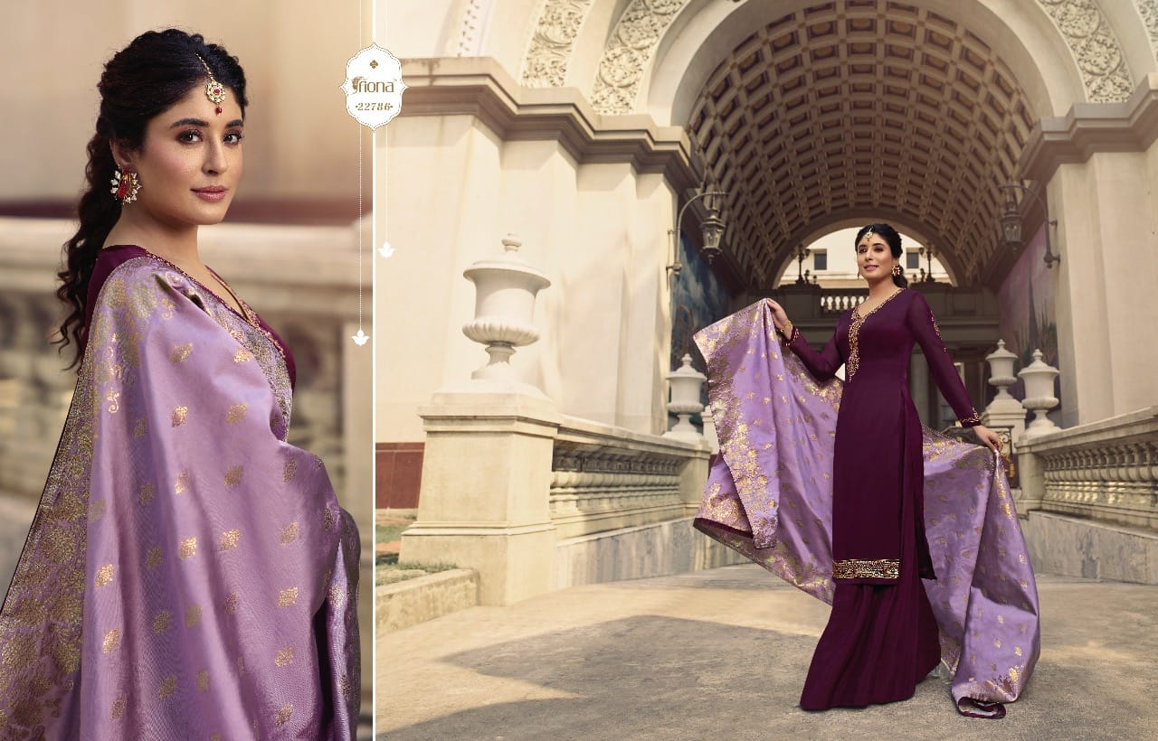 Fiona Kirtika Jacqurad Dupatta Satin Georgette Fabric With Heavy Work Salwar Suit