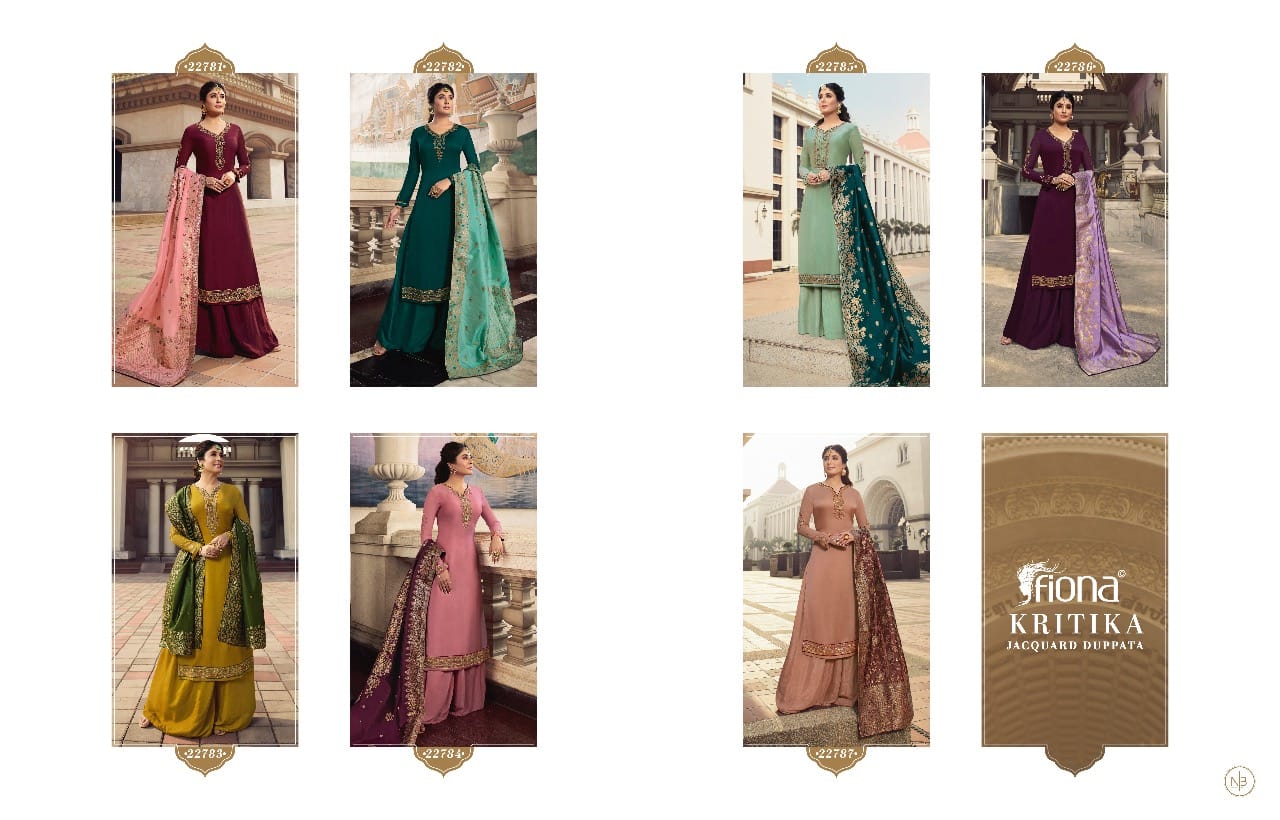 Fiona Kirtika Jacqurad Dupatta Satin Georgette Fabric With Heavy Work Salwar Suit