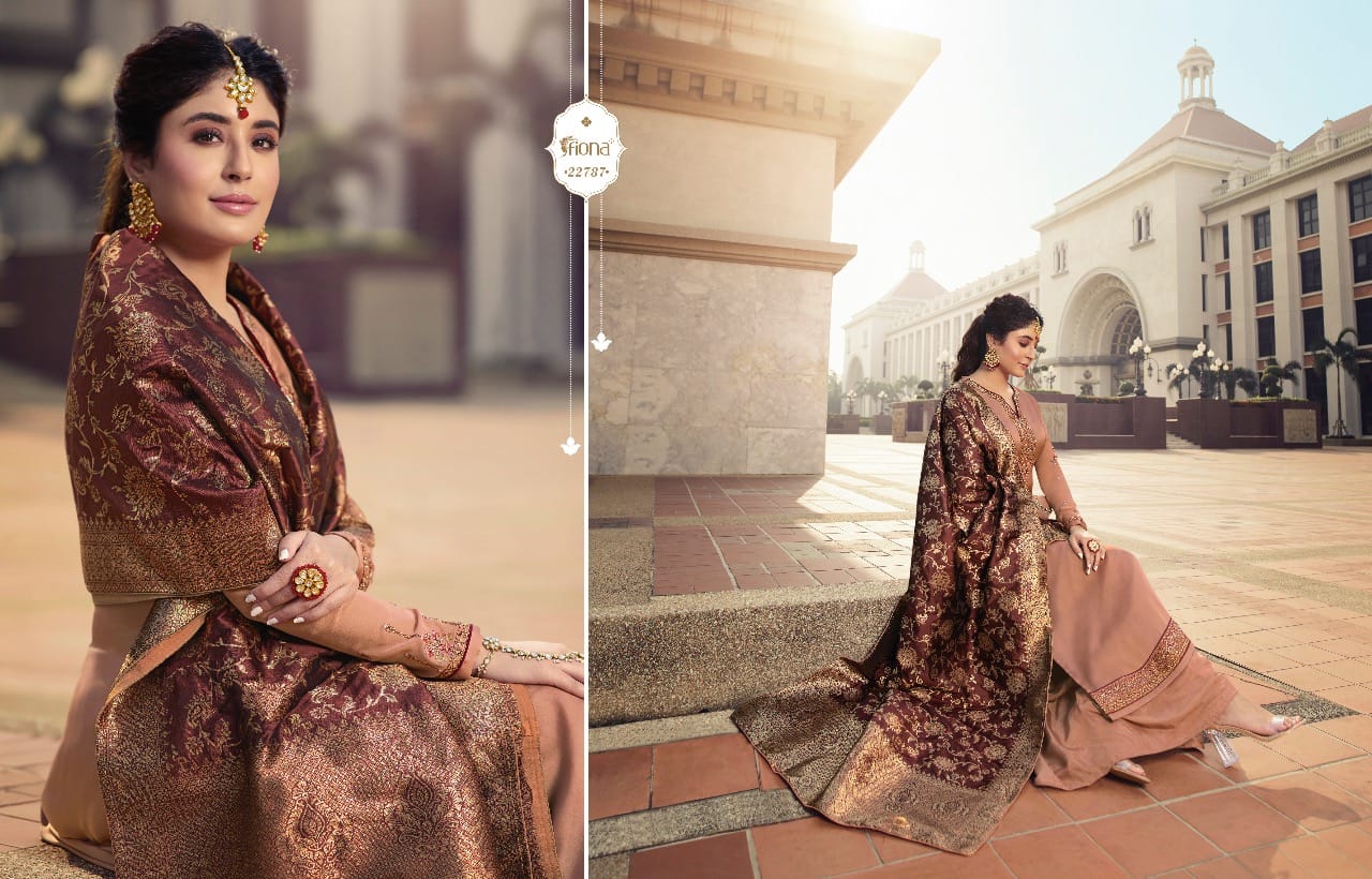 Fiona Kirtika Jacqurad Dupatta Satin Georgette Fabric With Heavy Work Salwar Suit
