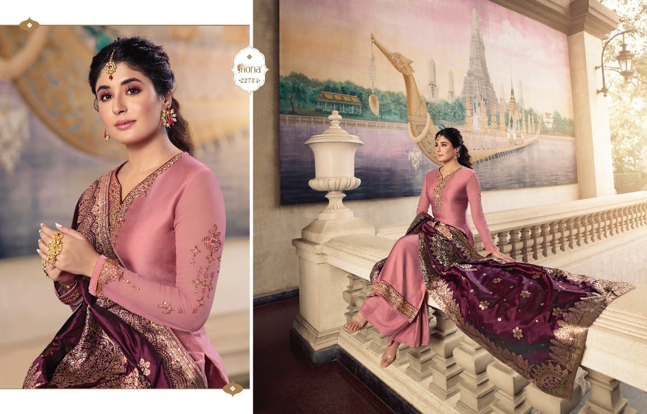 Fiona Kirtika Jacqurad Dupatta Satin Georgette Fabric With Heavy Work Salwar Suit